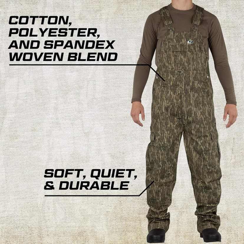 Mossy Oak Cotton Mill 2.0 Camo Hunting Bibs, Uninsulated Camo Overalls for Men
