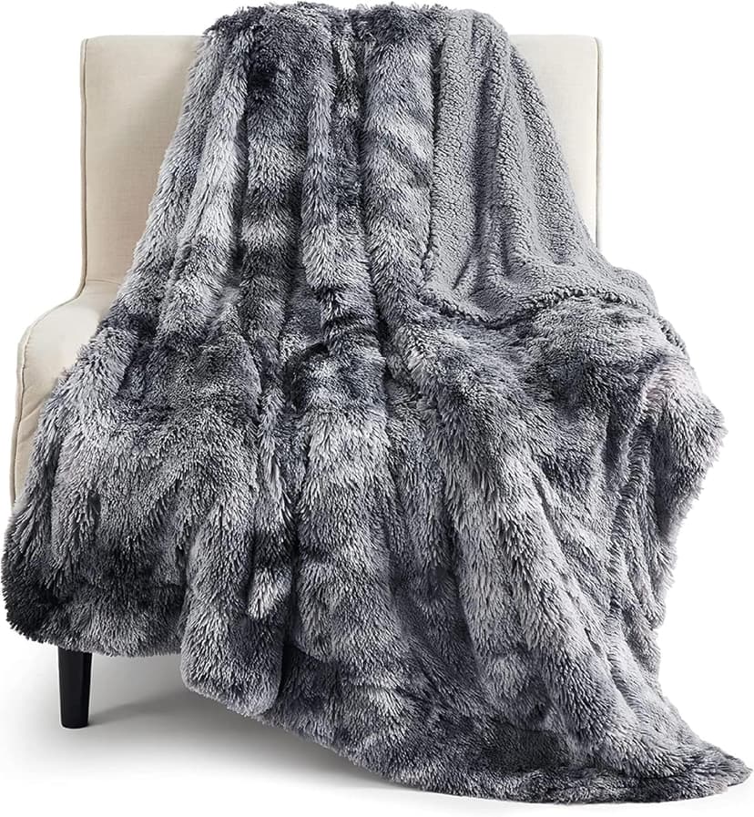 Bedsure GentleSoft Fluffy Fuzzy Faux Fur Throw Blanket for Couch, Soft Sherpa Fleece Cozy Gifts for Women, Plush Bed Blanket Christmas Room Decor for Men, Thick Warm Minky Teen Gifts Winter Bedding