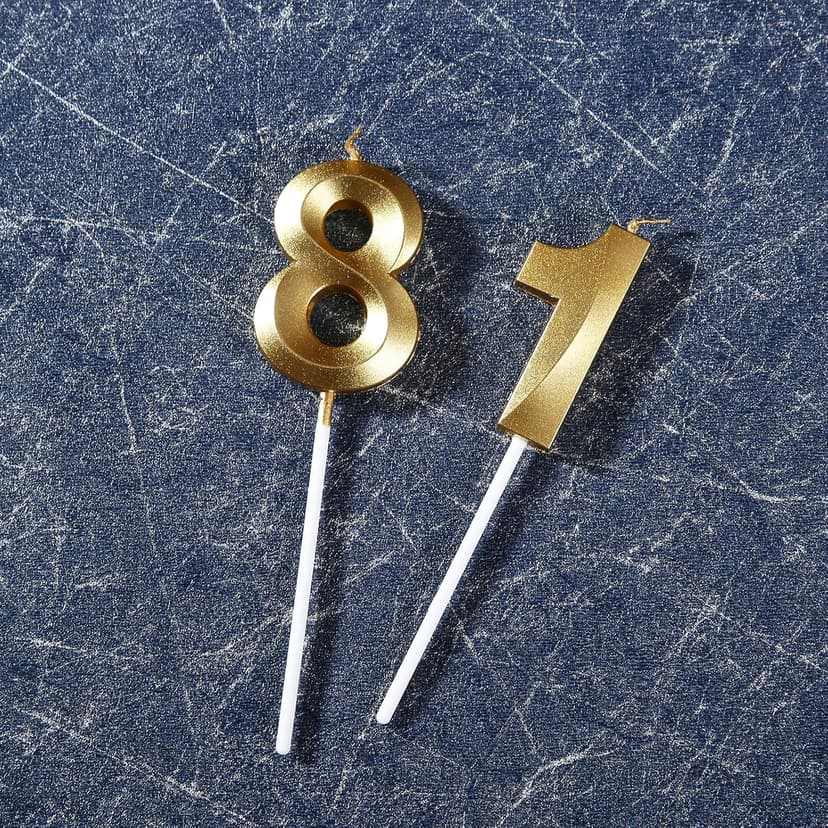 18th Birthday Candles,Gold Number 18 Cake Topper for Birthday Decorations Party Decoration