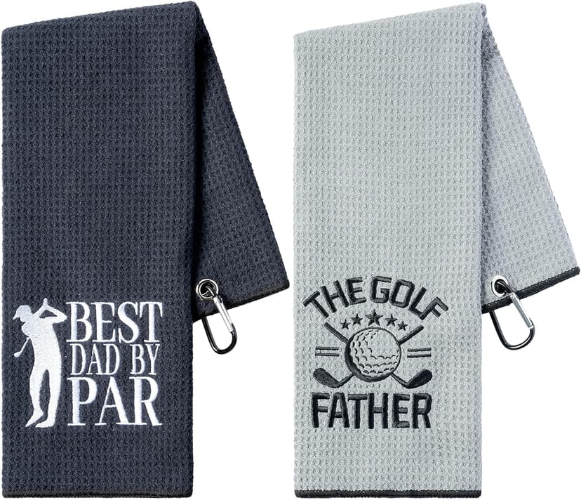 R HORSE 2Pcs Funny Golf Towel Gifts, Microfiber Embroidered Golf Towels for Bags with Clip, Sport Accessories Birthday for Men Women Golfer Fan
