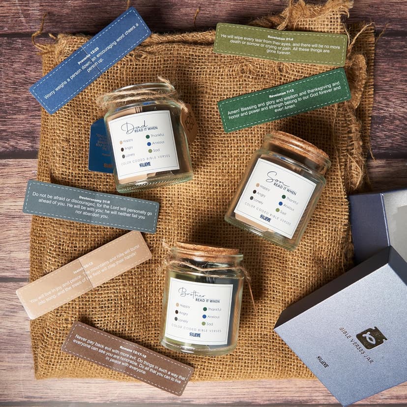 BLIEVE BLIEVE- Bible Verse Jar, Read Me When Bible Verses Jar For Daily Encouragement, Inspirational Prayer & Reflection, Christian Gifts For Women and Men, Religious Graduation Gifts (Men)