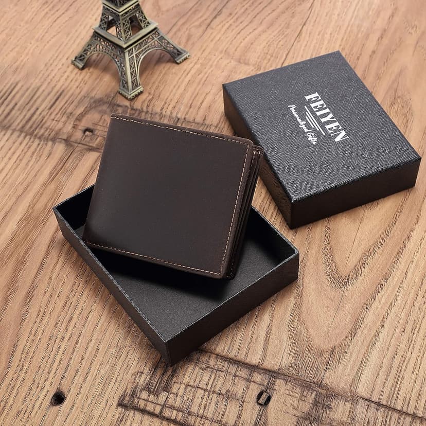 Personalized Engraved Leather Wallet for Dad Son Husband Boyfriend - Perfect for Christmas Anniversary Birthday Fathers Day Valentines Graduation Wedding - Custom Love Message Bifold Wallets for Men