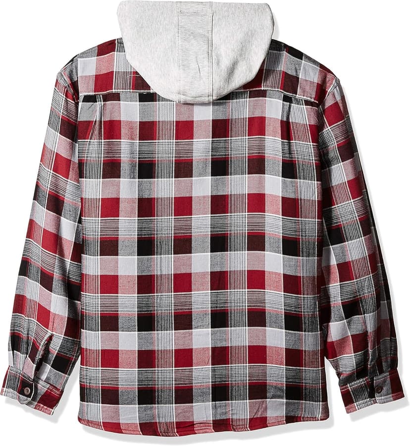 Wrangler Authentics Men's Long Sleeve Quilted Lined Flannel Shirt Jacket with Hood