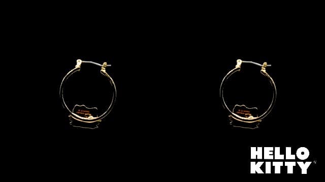 Hello Kitty Hoop Earrings for Women Official License, Gold Tone Flash-Plated and Enamel Sanrio Earrings