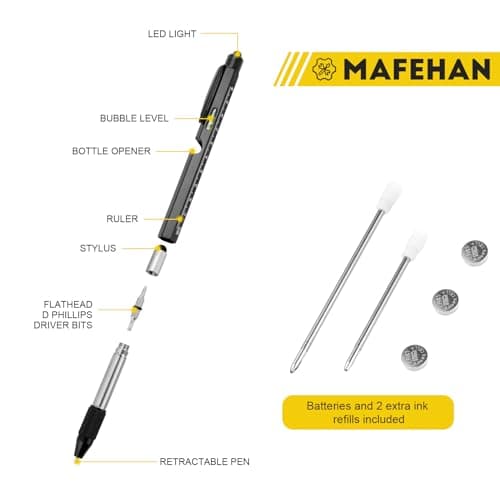 Gifts for Men Who Have Everything – MAFEHAN 9-in-1 Multitool Pen with LED Light, Cool Gadgets & Gifts for Dad, Husband, Grandpa – Christmas Gifts, Stocking Stuffers, White Elephant Ideas