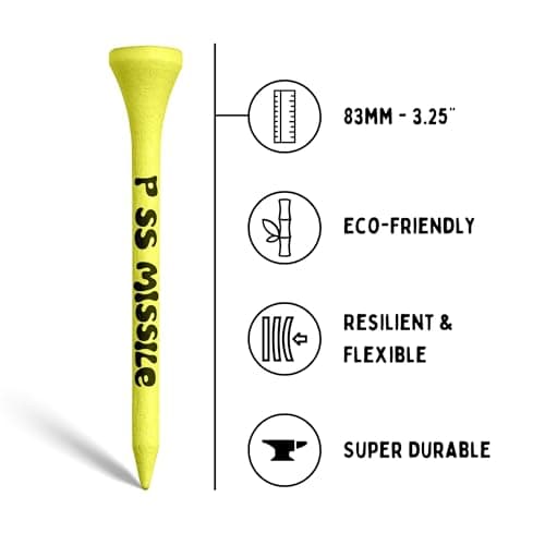 Driver Darts by P*ss Missile, Premium Bamboo Golf Tees | 18 Count, 83mm (3.25") Wooden Tees | Iconic Packaging and Cool Organization | Funny Golf Accessory for Golfers