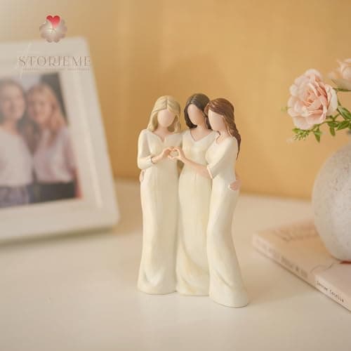 Storieme Storieme Friend Birthday Gifts for Women: Unique 3 Sisters Friendship Resin Figurines Statue - Sister Gift from Sisters - Special Christmas Friendship Day Present for Besties Female