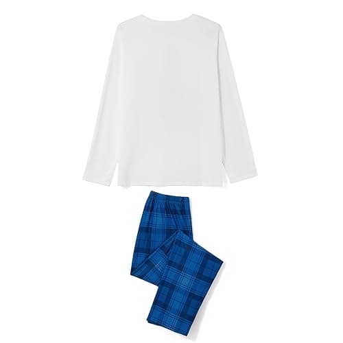 Awoscut Christmas Family Matching Pajamas Sets Christmas PJ's Letter Print Top and Plaid Pants Jammies Sleepwear