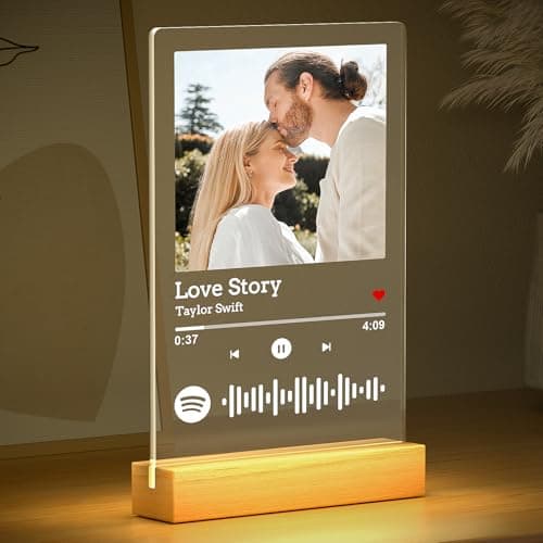 Spotify Plaque Personalized Gifts for Women Men, Custom Music Spotify Song Plaque, Customized Photo Picture Frames, Personalized Anniversary Birthday Gifts for Her Him Boyfriend Girlfriend Couples