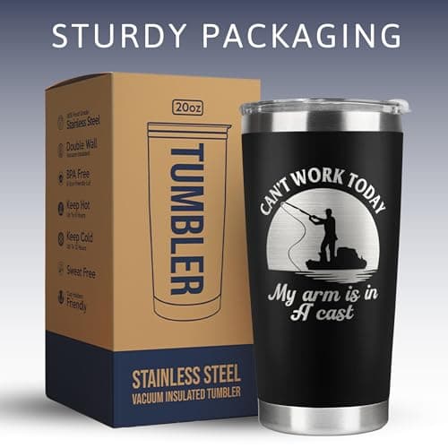 Fishing Gifts for Men - Gifts for Fisherman - Fisherman Gift for Men, Boys - Fishing Fathers Day Gift for Him - Fish Coffee Mug - 20 Oz Stainless Steel Tumbler