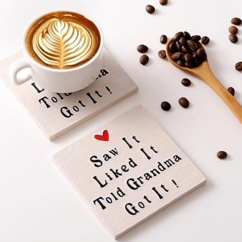 Grandma Gifts, Birthday Christmas Ideas for Grandmother from Grandkids Granddaughter Grandson, Best Grandma Ever Gifts, Funny 4'' Resin Coaster Present for 1st Time Grandma to Be
