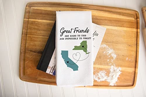 Personalized Long Distance Kitchen Towel | Two State Great Friends | Gift For Friend | Gift For Her | Graduation Present | Moving Away Gift | Long Distance Map Gift | Christmas Gift | College Gift