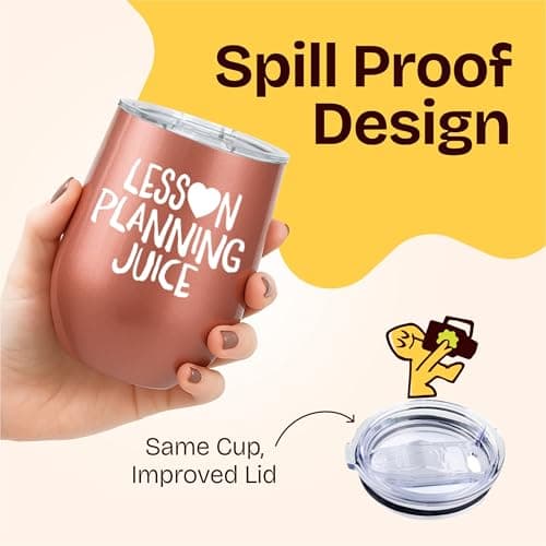 KLUBI Teacher Birthday Gifts for Women - Lesson Planning Juice Wine Tumbler 12oz with Lid and Straw - College Graduation Gifts for Teachers, Student Teacher Congratulations, Cute New Teacher's Gift