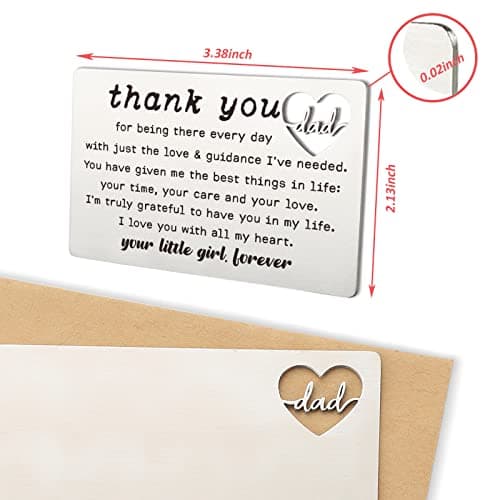 YODOCAMP Thank You Dad Engraved Wallet Card Inserts, Dad Gifts from Daughter, Birthday Father's Day Thanksgiving Christmas Valentines Gifts Card for Dad Father Papa
