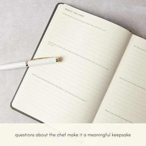 Kunitsa Co. Recipe Notebook - Keepsake Gift, Hardcover Blank Recipe Book to Write In Your Own Recipes with Journaling Prompts About the Chef, 100 Recipes, Dark Pine