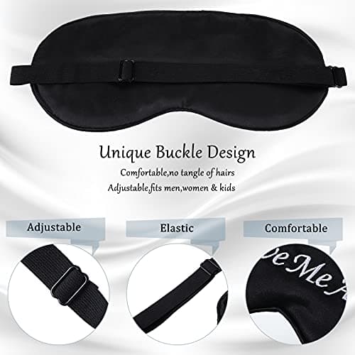 8 Pieces Sleep Mask Silk Eye Mask with Adjustable Strap Soft Blackout Blindfold Eye Cover for Women Men Full Night's Sleep, Travel, Nap, Meditation(Dark Colors)