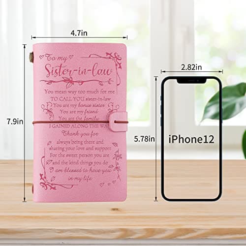 PRSTENLY Sister In Law Gifts Leather Journal, 140 Page Refillable Journal Christmas Graduation Birthday Mothers Day Gifts for Sister In Law
