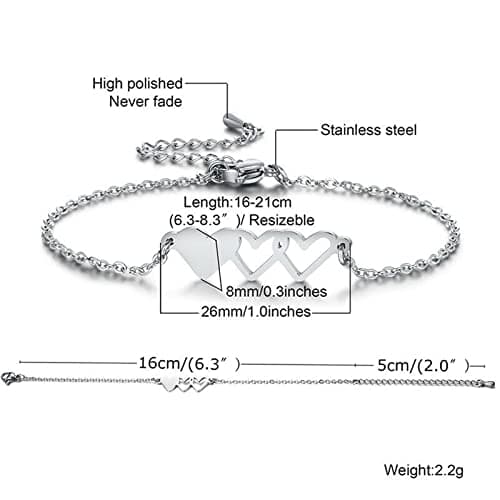 Sunflower Jewellery Friendship Necklace for 3 4 Stainless Steel Heart-Shaped Necklace/Bracelet Three Hearts Composed of Friendship Necklace/Bracelet, Gifts for Friends