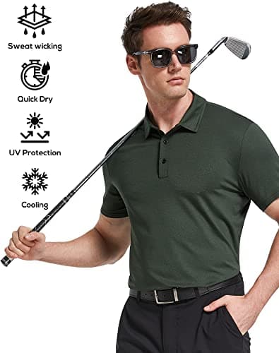 TELALEO 4/5 Pack Mens Polo Shirts Quick Dry Short Sleeve Golf T Shirt Performance Moisture Wicking Casual Workout