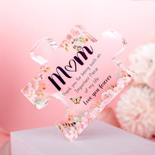 Gifts for Mom - Delicate Mom Birthday Gifts from Daughter Son - Engraved Acrylic Block Puzzle Piece 3.9 x 3.3 inch - Mothers Day Christmas Birthday Gifts for Mom, Ideas