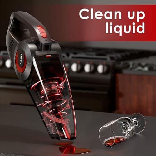 whall Handheld Cordless Car Vacuums, Wet and Dry Use 9000Pa Strong Suction Vacuums, Rechargeable Portable Vacuum Cleaner with LED, Charging Dock, Lightweight Mini Vacuum for Car, Home and Office, Red