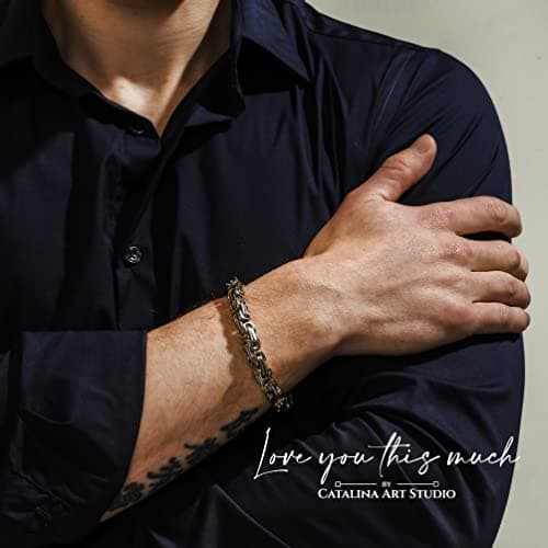 Love You This Much Steel Twist Bracelet for Him - Birthday & Wedding Gift for Husband, Boyfriend, or Fiance