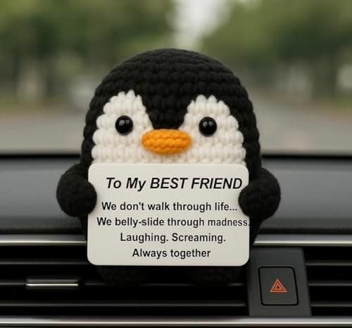 Funny Gifts For Bestie Birthday, Best Fun Friend Gifts For Women, Cool Handmade Crochet Mini Positive Penguin