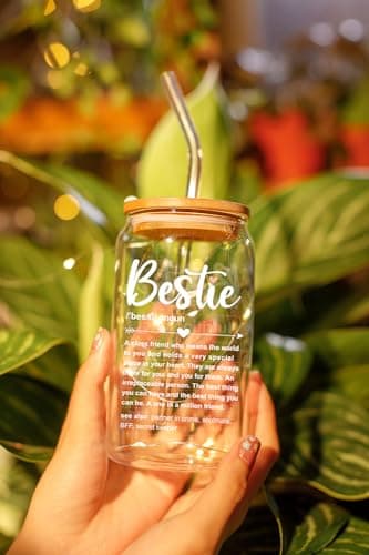 NewEleven Gift For Friends, Bestie - Birthday Gifts for Women Friendship - Unique Friendship Gifts For Women, Friend, Bestie, Bff, Soul Sister, Work Bestie - 16 Oz Coffee Glass