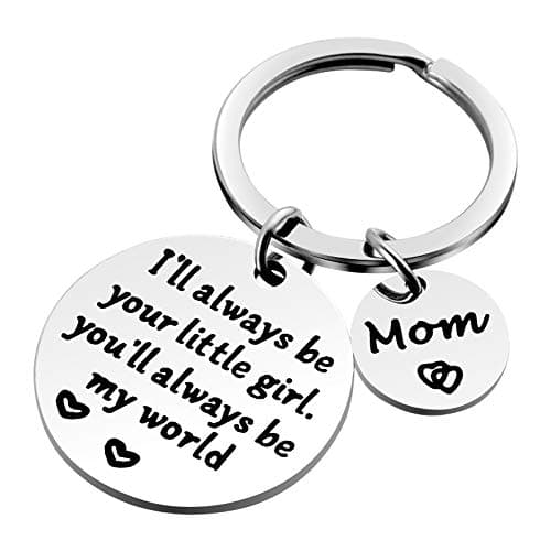 Mothers Day Gifts, Mom Gifts from Daughter for Birthday, I'll Always Be Your Little Girl, You Will Always Be My World, Best Mom Ever Keychain for Valentines Day Christmas Stocking Stuffers