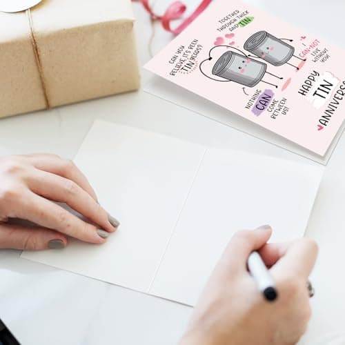 Funny 10 Years Anniversary Card, Cute Tin Pun 10th Anniversary Card for Husband Wife, Hilarious Ten Years Anniversary Card for Him Her, Happy Tin Wedding Anniversary Card