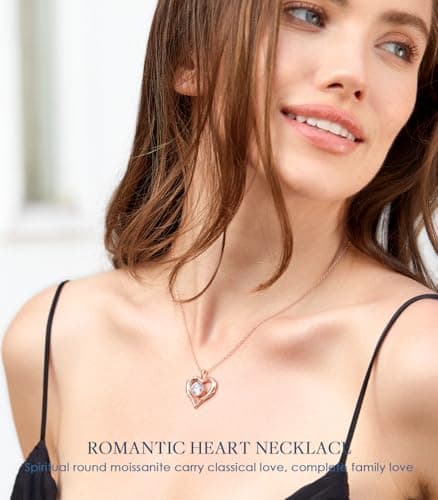 2-3 Ct Moissanite Heart Necklaces for Women, 18K Gold Plated Romantic Pendant for Anniversary Birthday, 925 Sterling Silver Jewelry for Wife Girlfriend Mom Her