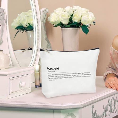 Bestie Friend Gifts for Women, Makeup Cosmetic Bag, Unique Christmas Birthday Graduation Xmas Gifts for Teens Sister, Adult Women Bridal Shower Party Travel Essentials Toiletry Case, Girls Presents