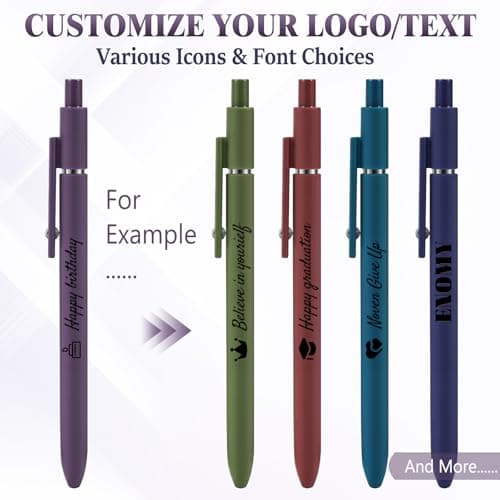 ENOMY Personalized Ballpoint Pens with Logo/Name/Text, Black Ink Custom Engraved Pen in Bulk, Ideal for Christmas Gifts, Birthday Presents, College, Offices & Businesses
