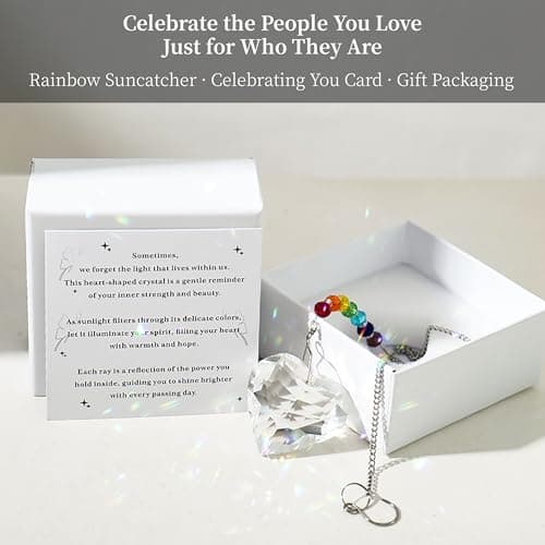 Birthday Gifts for Women Friendship, New Beginning Gifts for Her Friends Coworkers Her Wife Mom Daughter Sister Aunt Heart Crystals Suncacther