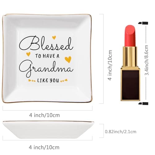 Grandma Birthday Gifts from Granddaughter Grandson, Gift for Grandma Jewelry Ring Dish Blessed to have a grandma like you, Mother's Day Christmas Valentines Day Gifts for Grandma Nana