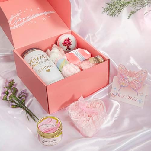Gifts for Women, Birthday Gifts for Women, Happy Birthday Gifts Basket for Women, Rose Relaxing Spa Gifts Basket for Best Friends Female Sister Mom Wife Her Girlfriend Coworker Bestie