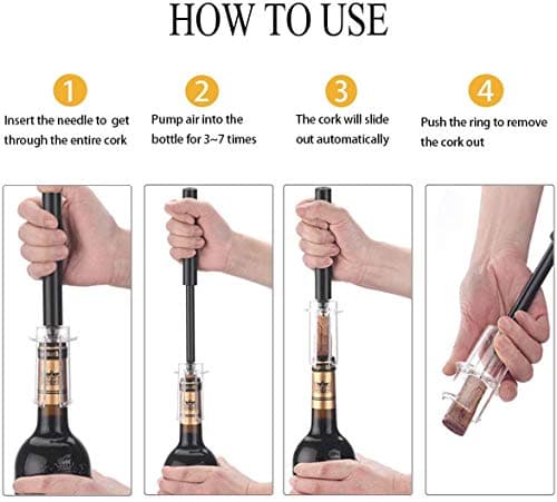 Air Pressure Wine Bottle Opener with Foil Cutter, Wine Aerator Pourer, 2 Vacuum Wine Stoppers, Storage Base (6 PCS), Corkscrew Wine Opener, The Best Wine gifts for Wine Lovers