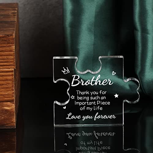 Funnli Gifts for Men Boys Acrylic Plaque - Fathers Day Christmas Birthday Gifts for Brother 3.35 x 2.76 Inch Desk Decorations - Brother Son Nephew Grandson Graduation Gifts from Sister