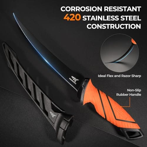 KastKing SteelStream 6pc Fishing Tool Kit - Corrosion Resistant Fishing Pliers with Lanyard, Fillet Knife, Floating Fish Lip Gripper, Fishing Braid Scissors, Tool Retractor, Fishing Gifts for Men