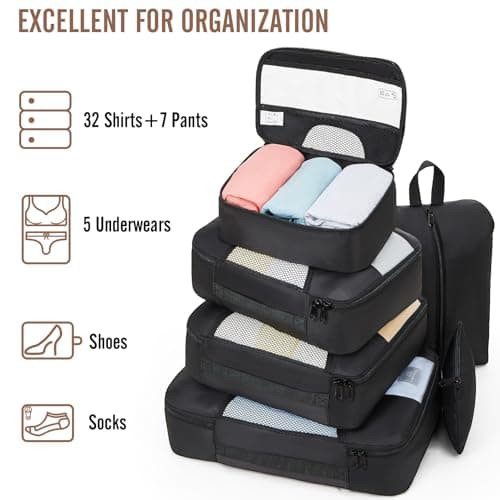 Veken 10 Set/8 Set Packing Cubes for Travel Essentials, Suitcase Organizer Bags in 4 Sizes, Carry-On Luggage Accessories with Large Laundry & Toiletry Bag, Must-Have for Airplane, Road Trip & Camping