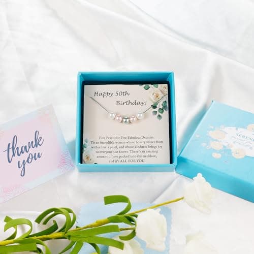 Sereney Birthday Gifts for Girls Women, Sterling Silver Pearl Necklace as 7 9 10 11 13 15 16 18 21 30 40 50 60 Year Old Birthday Gifts, Single Pearl Necklace as Bday Gifts for Friends