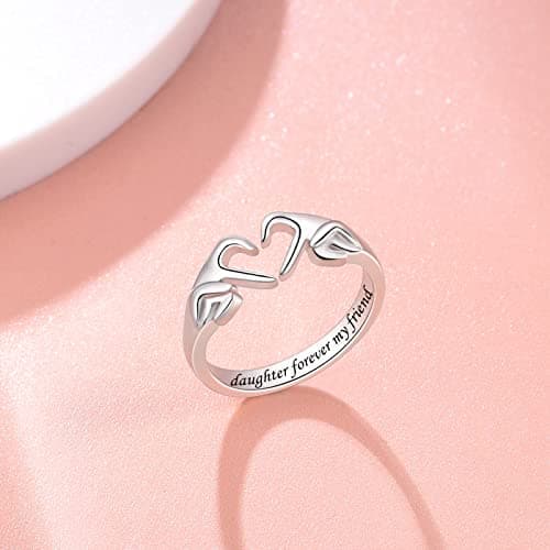 925 Sterling Silver Heart Claddagh Rings for Women Teens, Adjustable White Gold Plated Ring Friendship Promise Love Heart Jewelry Rings Mothers Day Valentines Holiday Gifts for Women Friends