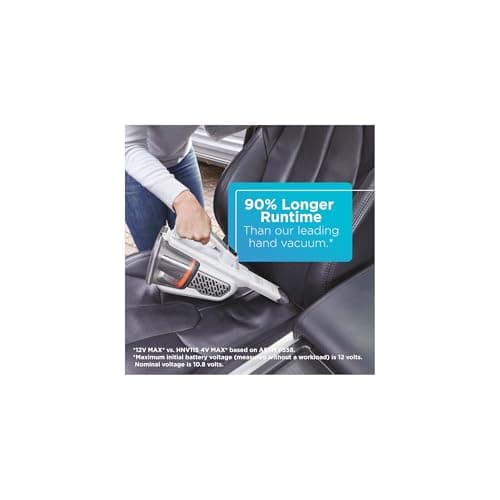 BLACK+DECKER Dust Buster Hand Held Vacuum Cordless Rechargeable, Portable Vacuum for Car, Extended Runtime, Powerful Suction, Extra Long Crevice Tool, AdvancedClean+ (HHVK320J10)