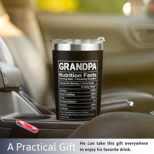Grandpa Gifts - Grandpa Birthday Gifts from Grandchildren - Fathers Day Gift, Birthday Christmas for Grandfather - Grandfather Gift Ideas from Granddaughter, Grandson - 20 Oz Black Tumbler
