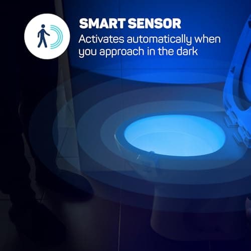 ToiLight The Original Toilet Bowl Night Light. Fun Useful Bathroom Motion Sensor Tech Gadget. Funny Novelty Birthday Gift Idea. Stocking Stuffer for Him Her Guys Men Mom Brother