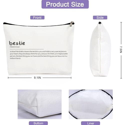 Bestie Friend Gifts for Women, Makeup Cosmetic Bag, Unique Christmas Birthday Graduation Xmas Gifts for Teens Sister, Adult Women Bridal Shower Party Travel Essentials Toiletry Case, Girls Presents