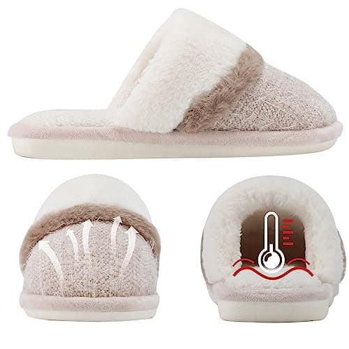 Cozy Slippers for Women Indoor and Outdoor Fuzzy House Shoes with Memory Foam Anti-Skid Sole Gifts for Women Mom Ladies