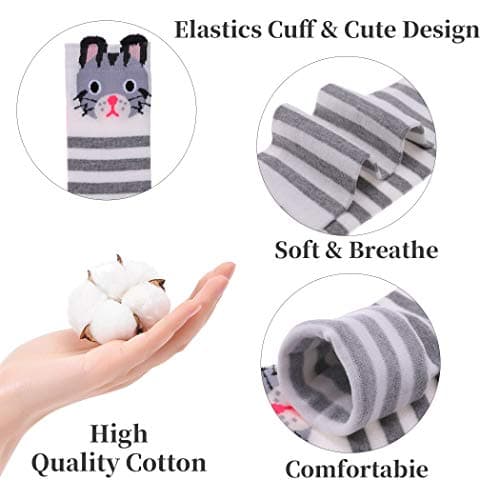 FNOVCO Girls Knee High Socks Kids Crazy Fun Gift Cute Animal Patterns Cotton Long Socks 6 Pairs