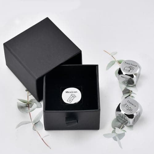 Stocking Stuffers for Men Women Adults: Steel Food Decision Dice Funny Gifts for Him Her Couple Girlfriend Boyfriend Husband Wife Christmas Anniversary Valentines Birthday Wedding Fathers Day