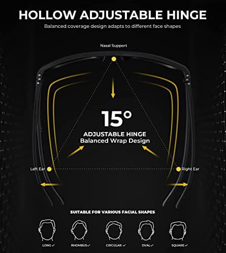 KALIYADI Polarized Sunglasses for Men, Lightweight Sun Glasses with UV Protection for Driving Fishing Golf